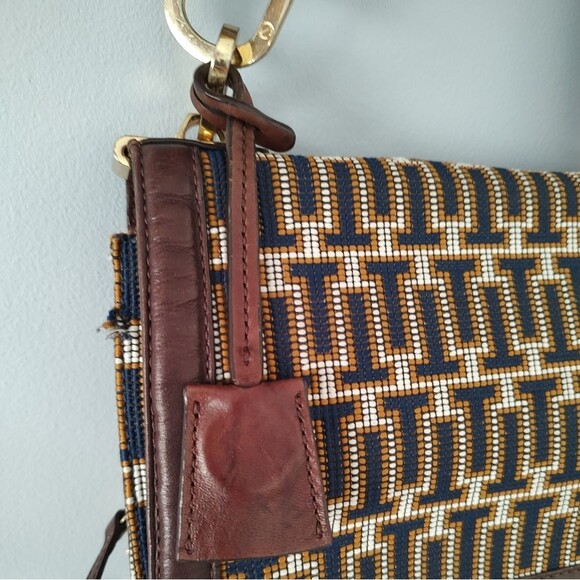 Tory Burch RARE 2011 collection runway leather/woven shoulder bag w/mirror EUC - Picture 6 of 15